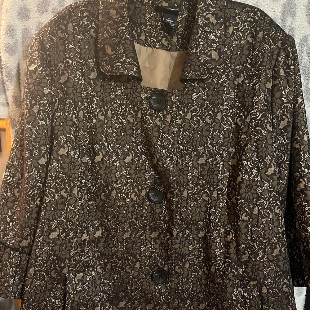 Maggie Barnes Black and Brown Lace Blazer